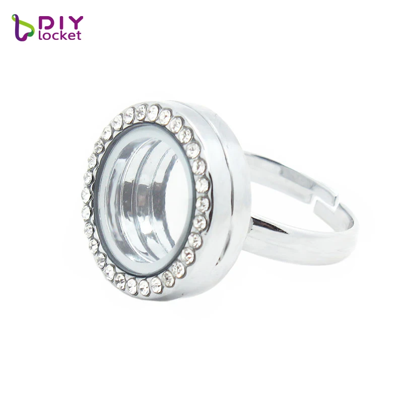 

20MM Round Crystal Magnetic Glass Locket Ring And Essential Oil Diffuser Jewelry Ring CF240-305
