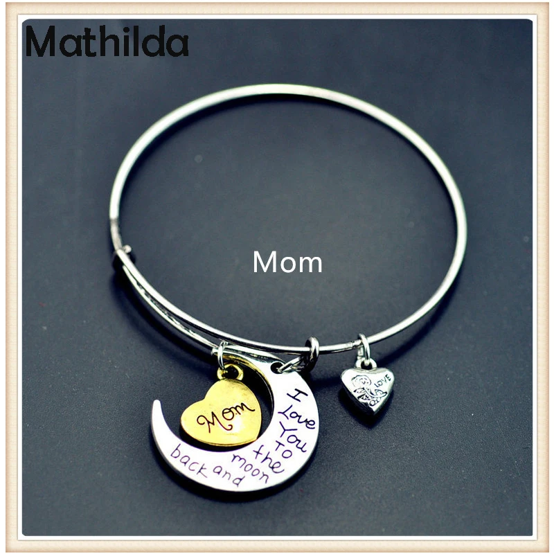 Женские браслеты с надписью I Love You to The Moon и Back металлический этнический