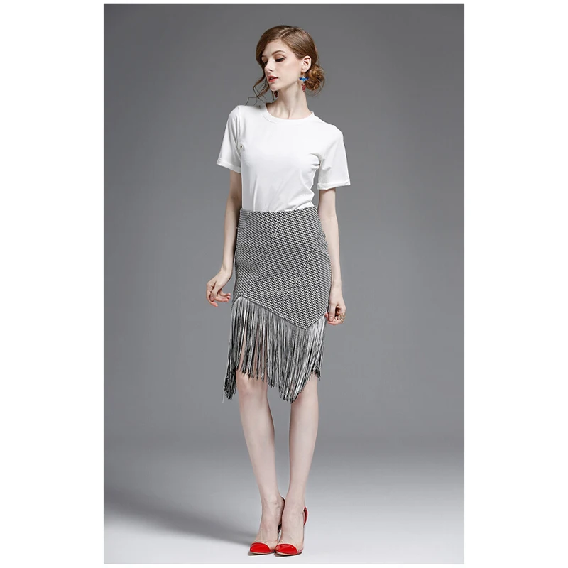 2 Piece Set Women T shirt & Skirt Fashion Ankle Length A Line