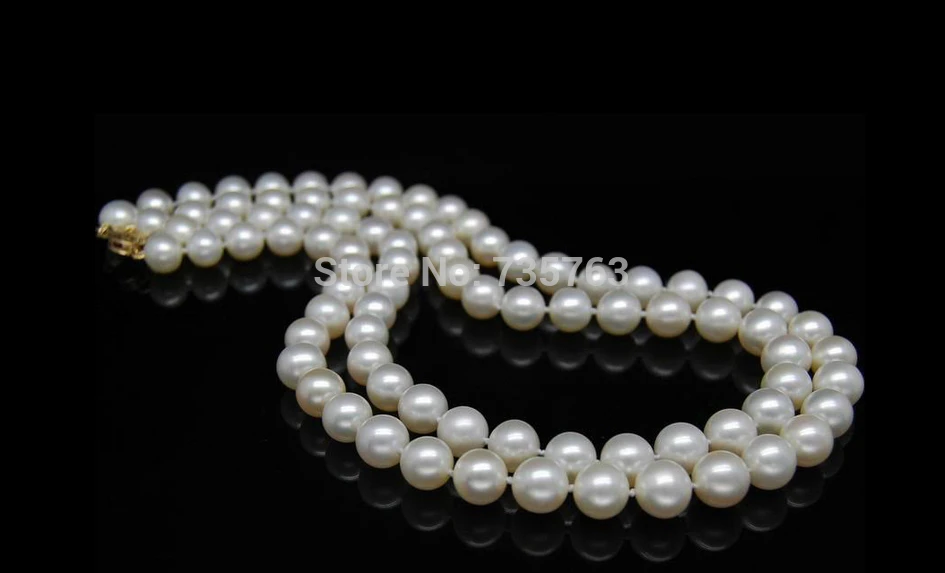 

xiuli 0015032 14KGP YG-Noblest Double Strand 11-12mm AAA white pearl necklaces 17" 18