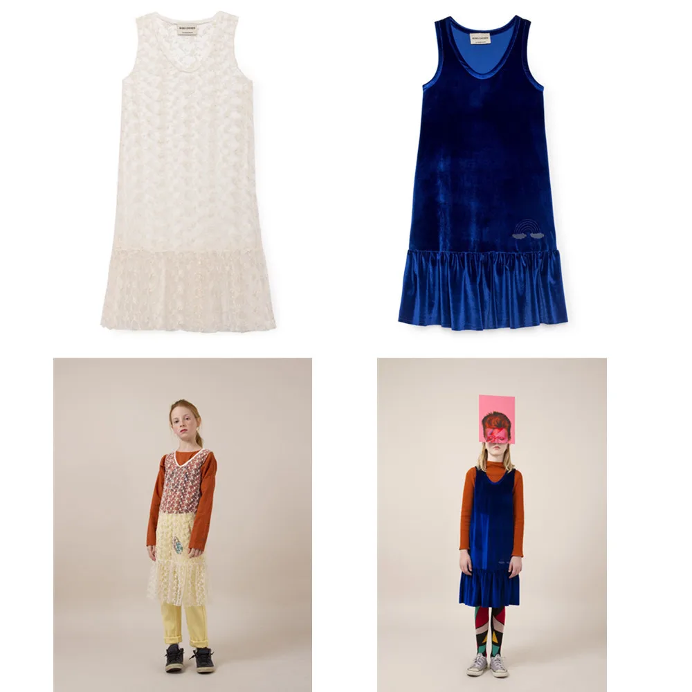 Бархат Тюль заниженной талией Платье для маленьких девочек Новая Осенняя детская одежда Вечерние принцессы рождественское платье Детские платья