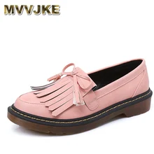 MVVJKE/Винтажные Туфли-оксфорды в британском стиле на толстом каблуке, с кисточками, с милым бантом, из лакированной кожи, без шнуровки; повседневные туфли на плоской подошве; Лоферы для девочек