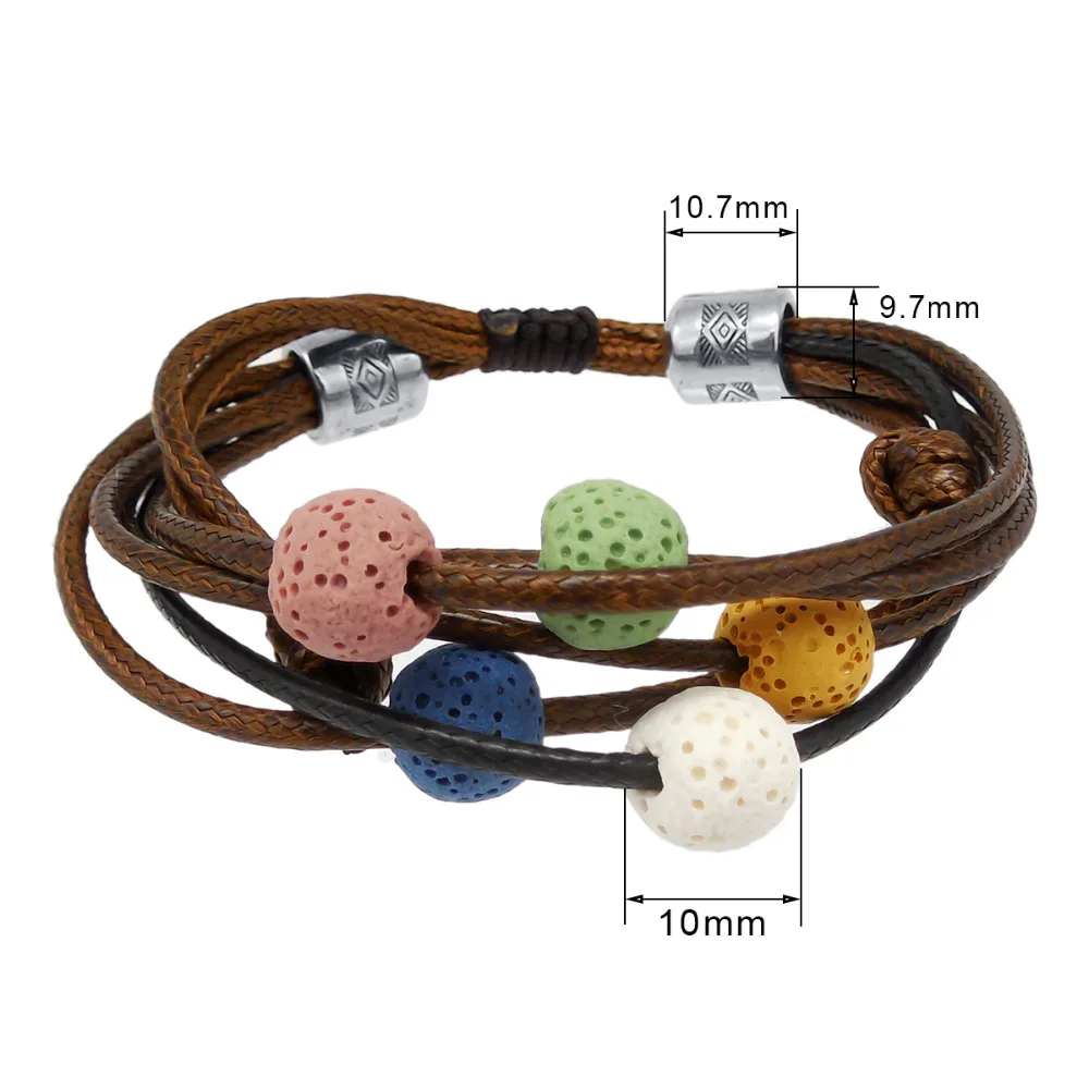 Модные 10 мм Красочные Lava регулируемые браслеты натуральный камень эфирное масло диффузор браслет