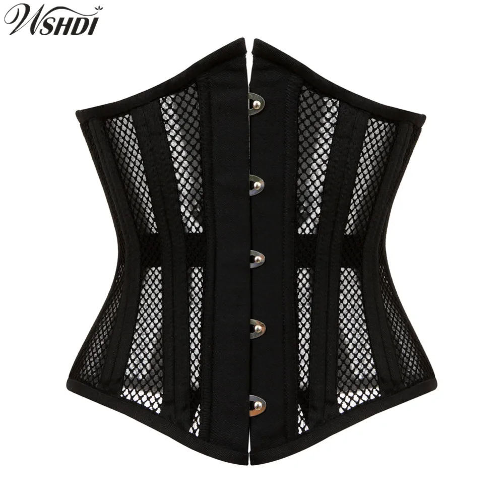 Прозрачный сетчатый корсет под грудь, пояс, бюстье, черная верхняя ...