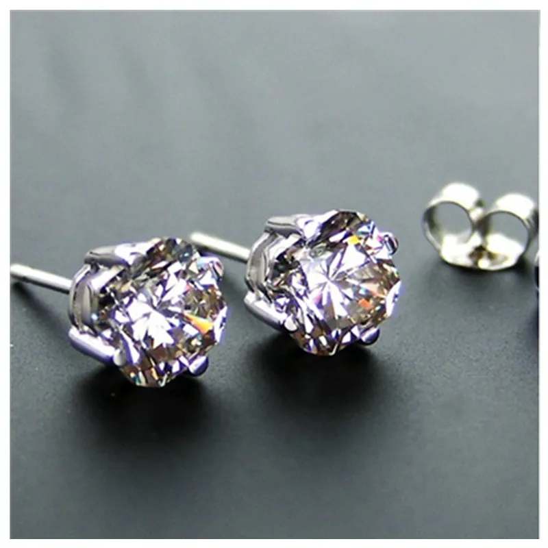 

THREEMAN Sterling Silver Earrings Stud Square Wholesale 2Ct Synthetic Diamonds Stud Earrings Solitaire Women Anniversary Jewelry