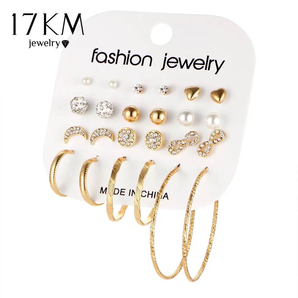 17KM-Fashion-Crystal-Infinite-Earrings-Set-For-Women-Bijoux-Simulated-Pearl-Ball-Big-Circle-Wedding-Earring