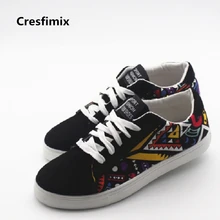 Cresfimix мужские повседневные футболки с узором для маленьких Мужская парусиновая обувь прохладный и удобные туфли на шнуровке для мужчин, размер 39-44; обувь черного цвета; zapatos hombre