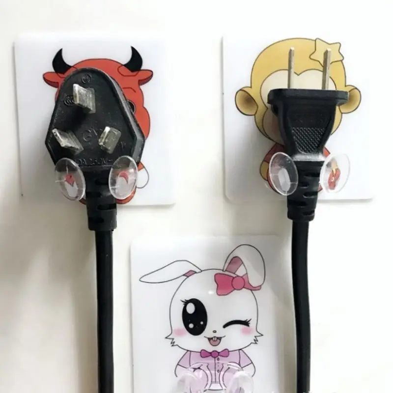

Cartoon Plug Socket Holder Wall Sticky Key Hook Home Office Electrical Wire Organizer Storage Rack Adhesive Toothbrush Hanger