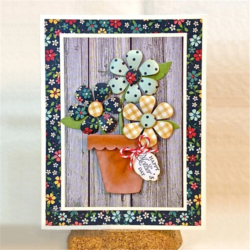 

YaMinSanNiO Plant Dies Scrapbooking Metal Cutting New 2019 Flower Die Cuts for Card Making Potted Plant Craft Dies Embossing