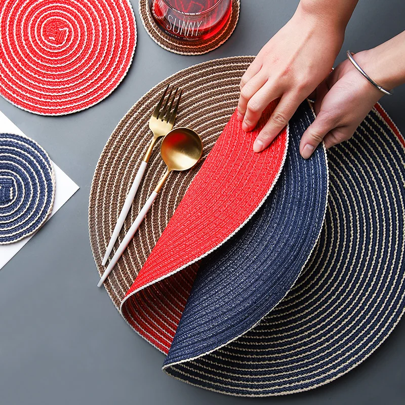 المطبخ جولة مكان ماتس طاولة طعام الاكسسوارات للماء شرب الوقايات العزل سادة وعاء وعاء الشاي حزب زينة