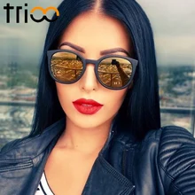TRIOO, зеркальные цветные солнцезащитные очки, женские, UV400, летние, для девушек, оттенки, классический, фирменный дизайн, Oculos de sol, простые, крутые, lunette de soleil