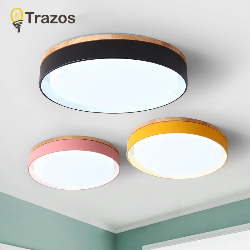 

TRAZOSled Lamp Round Ceiling Lights Nordic Style Ceiling Mounted For Bedroom Dining Living Room Wooden Kitchen Lighting Fixture