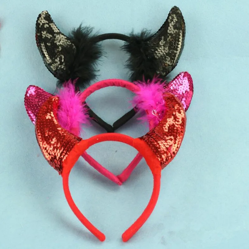 

Sequins Devil Horn Makeup Party Adult Child Animal Ears Hairband Headband Cosplay Costume Accessory Halloween Party Favor