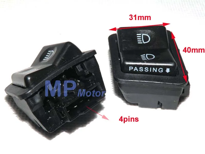 

4 Pin High Low Beam Light w/ Passing Button For SCOOTER MOTORCYCLE ATV