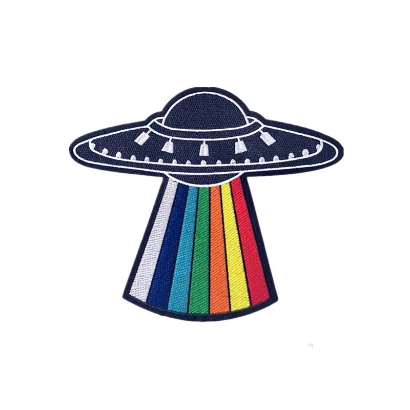

Custom Embroidery Patch Charm Embroidered UFO Iron on & Sewing On Fabric Patches Applique Badges DIY for Hat Clothes Jeans