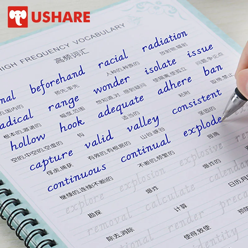 

USHARE 4pcs/set Calligraphy Books English Copybook For Kids English Groove Practice Copybook For Calligraphy Auto Fades Reused