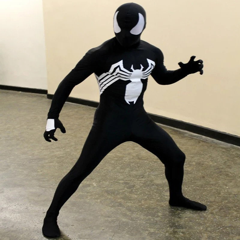 

Free shipping Adult and child Black and white Spiderman tights black venom symbiotic tights zentai 3D digital printing JQ-1250
