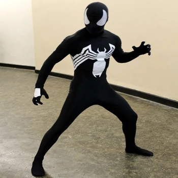

Free shipping Adult and child Black and white Spiderman tights black venom symbiotic tights zentai 3D digital printing JQ-1250