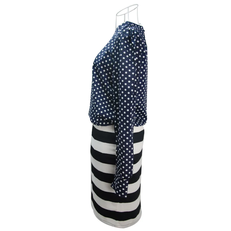Блузка женская в горошек с длинным рукавом батальных размеров 3763|blouse long|femininas