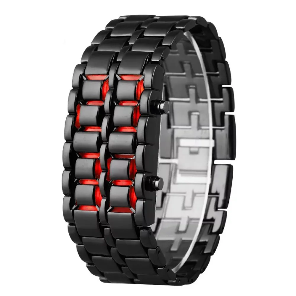 

2019 New Style Iron Samurai Metal Bracelet LAVA watch men LED Digital wristwatches Hour montre electronic reloj relogio Watches