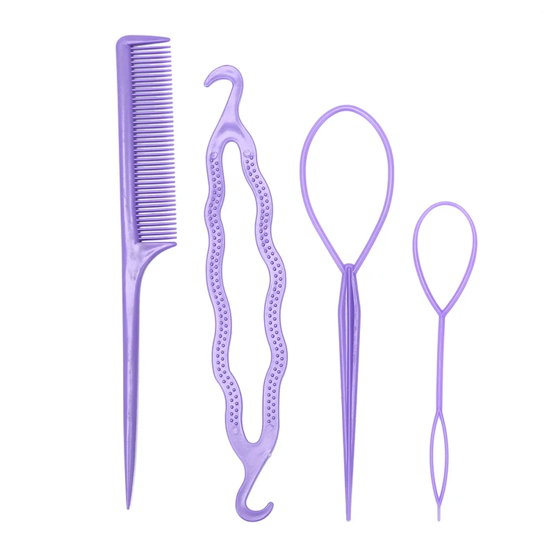 4Pcs/Set Hair Pin Bun Roller Magic Hair Styling Accessories Set Braiders Maker Hair Braiding Twist Curler Styling Tool 6 Colors