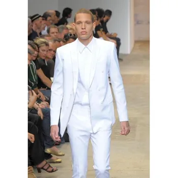 

New Smoking Handsome Wedding Suits For Men For Peaked Lapel Groom Tuxedos Two Piece Mens Slim Fit Groomsmen Suit (jacket+pant)