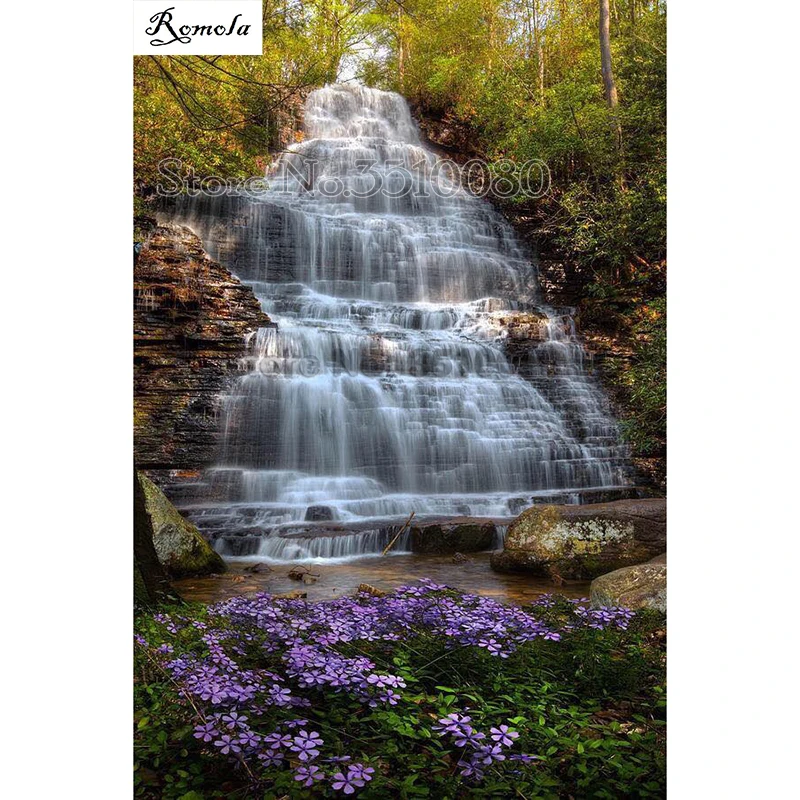 5D DIY diamond paintings Forest waterfall room decor full square Embroidery Pattern 3D Cross stitch kits mosaic stickers RS1112 | Дом и сад