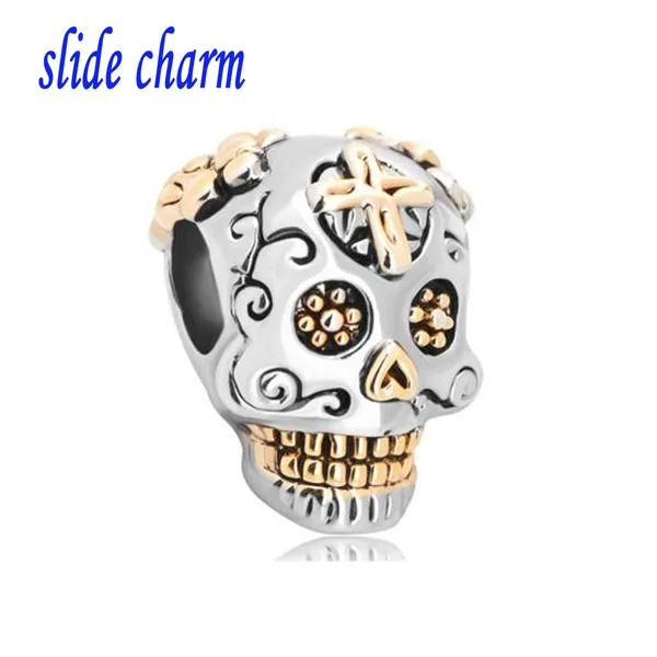 Горка-Шарм пластинчатый крест череп и подходит для бусин очаровательные браслеты все бренды подходят браслет Pandora - Цвет: 10