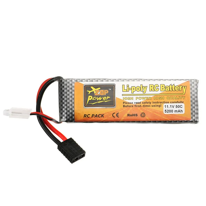 Перезаряжаемый ZOP Power 11,1 V 5200 mah 50C 3 S Lipo аккумулятор с T R X вилкой для Wltoys 1/8 rc-вертолет на радиоуправлении Квадрокоптер запчасти