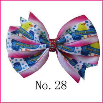 

100 BLESSING Girl 4.5" Two Tone Wendy Hair Bow Clip Rainbow Easter Hairbow