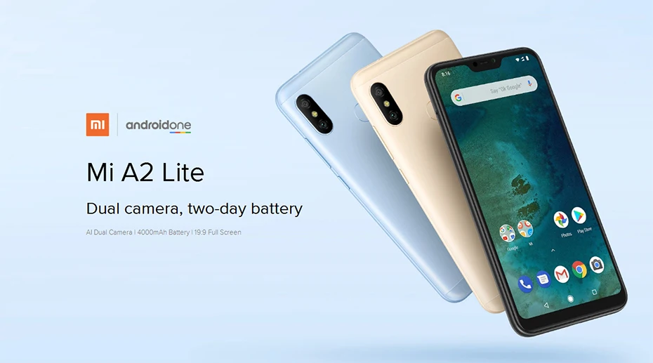 Глобальная версия Xiaomi Mi A2 Lite, 4 Гб ОЗУ, 64 Гб ПЗУ, мобильный телефон Snapdragon 625, четыре ядра, 5,84 дюймов, 19:9, полный экран, двойная камера ai