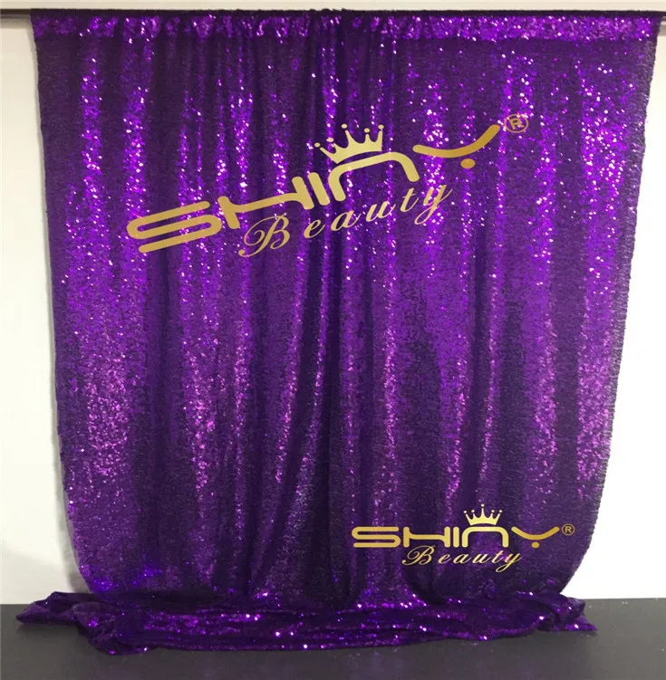ShinyBeauty 5ftx7ft Purple Photo Curtains Sequin Backdrop For Wedding Fabric (Purple) Rin