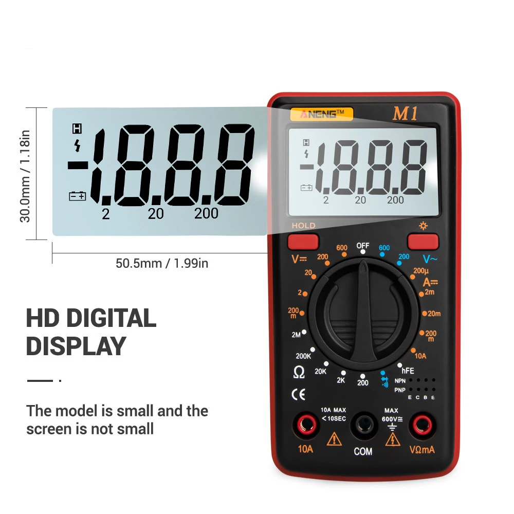 

Digital Multimeter Voltage Current Checker Meter ESR Transistor Tester True RMS Digital Multimeter With LCD Display Multimetro