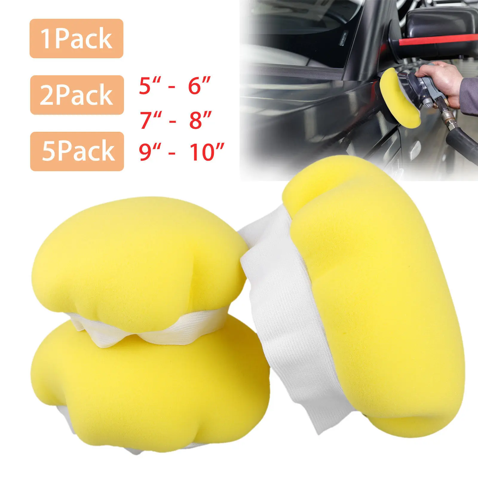 

1/2/5Pcs 5-10" Car Polisher Waxing Soft Sponge Polisher Bonnet Buffing Pad Cover