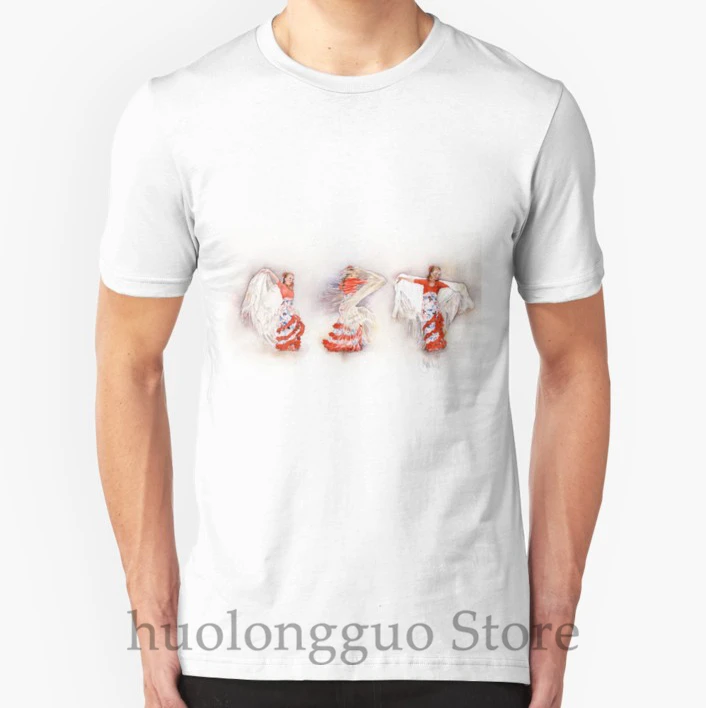 

100% cotton o-neck men t shirt custom printed t-shirt Mayte Beltran Dancing the Flamenco with Shawl women tshirt