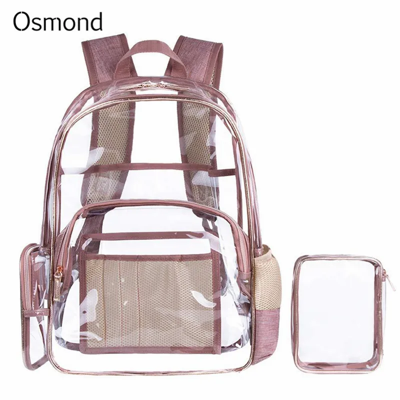 

Osmond Mochila Feminina 2 PCS Women Transparent Backpack Set PVC Clear Back Pack Female Large School Bag for Teenagers Girls
