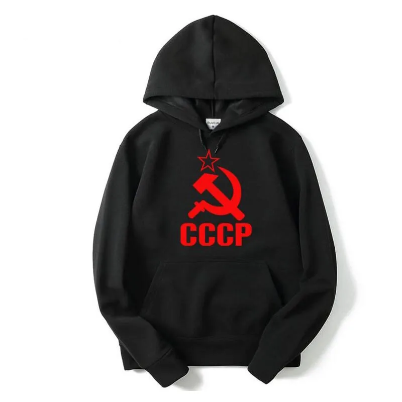 CCCP Red Novelty Men's Hoodies Soviet Union Cotton Long