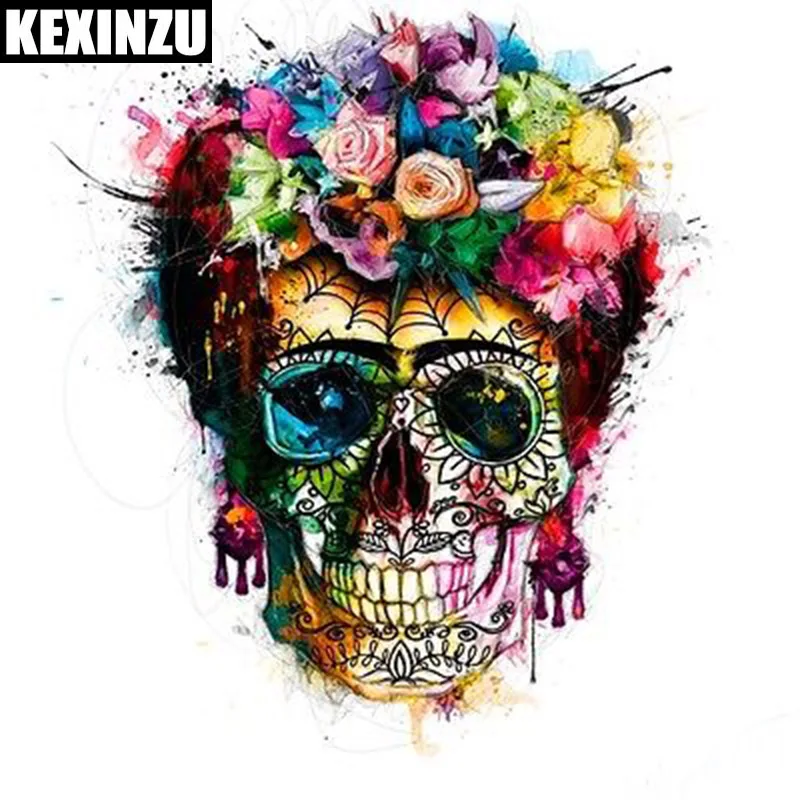 

5d diy full square/round diamond painting Embroidery Rhinestone Mosaic "Flower skull"Cross Stitch Rhinestone Wedding decoration