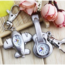 Бронза Для мужчин Для женщин Гитары Форма кварцевые карманные часы Самолет ретро брелок кулон Обувь для мальчиков Обувь для девочек замечательный подарок Reloj a254