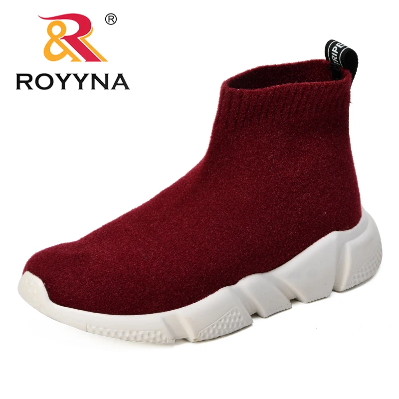 

ROYYNA Women Sock Boots Round Toe Yarn Elastic Ankle Boots Feminimo Wedge Shoes Woman 2018 Spring & Autumn Trendy