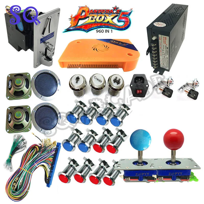 960 in 1 Pandora Box 5 Plus DIY Arcade Bundles Kits Parts With american Joystick happ push button coin selector lock IEC socket