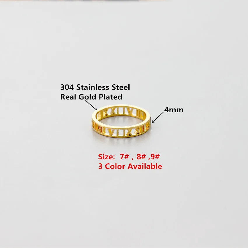 Римские цифры кольца для Для женщин Винтаж изделия BAGUE Femme Нержавеющая сталь персонализированные розовый золотые обручальные кольца подарок для невесты
