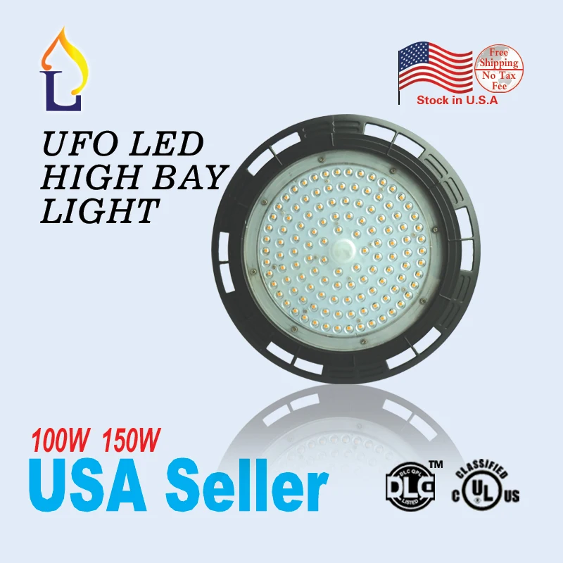 

2pcs/lot 100W 150W UL DLC LED UFO High Bay Light LED Industrial Lamp for outdoor stadium and super mall IP65 5year warranty
