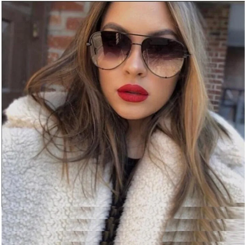 

Flat Black Pilot Sunglasses Silver Mirror Metal Sun Glasses Brand Designer Glasses Women Men Shades Top Fashion Eyewear