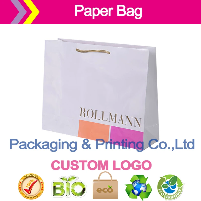 

Luxury Jewelry Packaging paper bags with custom logo,PP rope handles,matt lamination,made of 170g art papervv ribbon