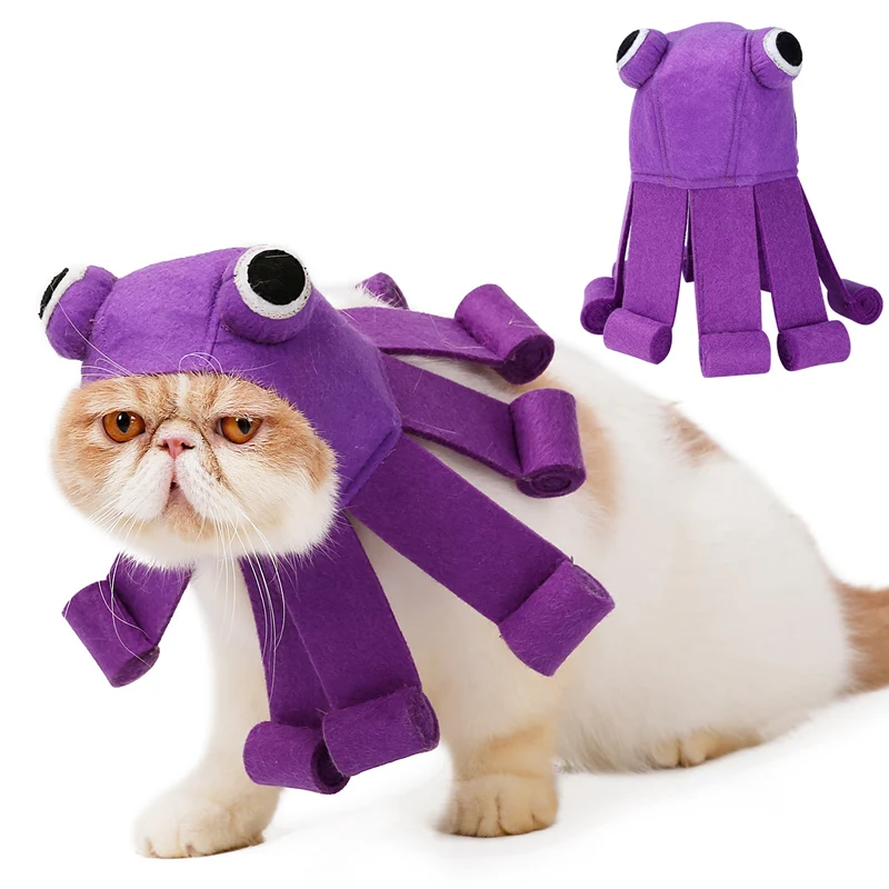 

Pet Accessories Cat Hat for Halloween Day Cartoon Octopus Costume Clothes Funny Dressing Up Suit Christmas Party Cat Costume Cap