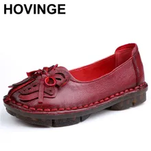 HOVINGE/Новинка; сезон осень; женские туфли на плоской подошве ручной работы на мягкой подошве; винтажные Прошитые женские туфли из натуральной кожи