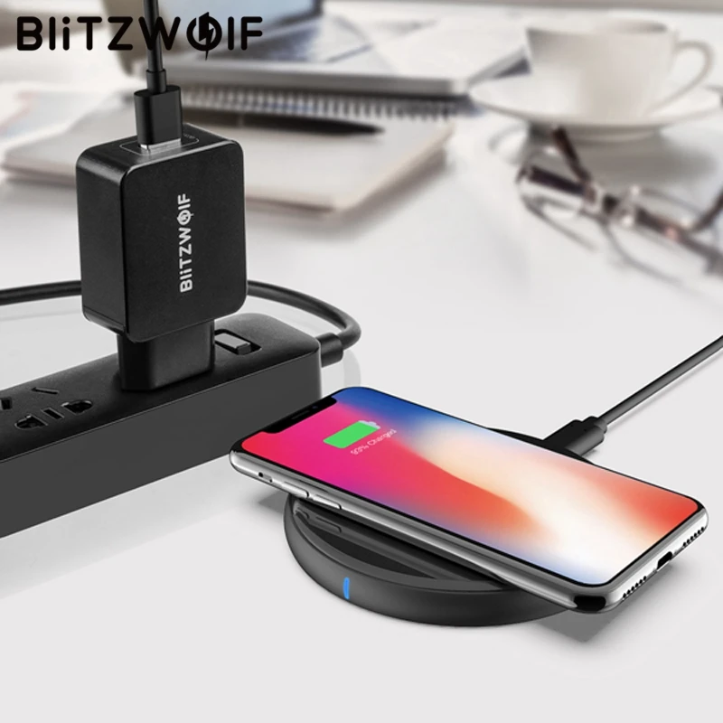 BlitzWolf BW FWC4 5 Вт 7 10 Быстрое беспроводное зарядное устройство Зарядка Pad + S5 QC3.0 18 USB EU