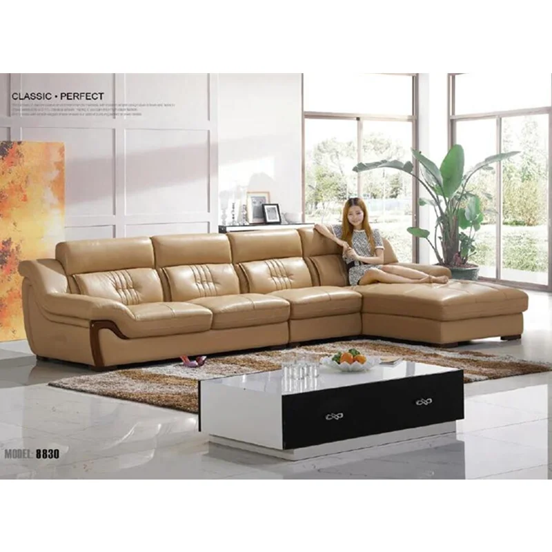 Китайская кожаная техника роскошные современные наборы диванов с журнальным