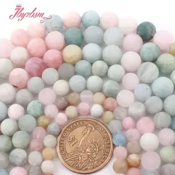 

4,6,8,10mm Frosted Round Multicolor Beryls Beads Natural Stone Beads For DIY Necklace Bracelat Jewelry Making 15" Free Shipping
